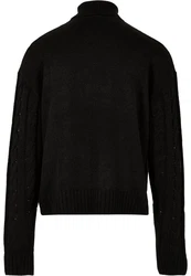 URBAN CLASSICS Rundhalspullover Boxy Roll Neck Sweater Schwarz