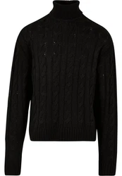 URBAN CLASSICS Rundhalspullover Boxy Roll Neck Sweater Schwarz