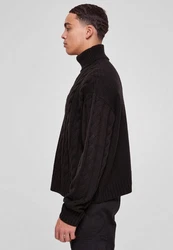 URBAN CLASSICS Rundhalspullover Boxy Roll Neck Sweater Schwarz