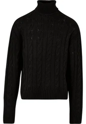 URBAN CLASSICS Rundhalspullover Boxy Roll Neck Sweater Schwarz