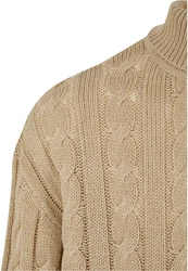 URBAN CLASSICS Rundhalspullover Boxy Roll Neck Sweater Beige/Braun/Khaki