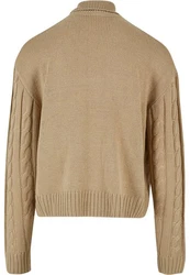 URBAN CLASSICS Rundhalspullover Boxy Roll Neck Sweater Beige/Braun/Khaki