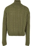 URBAN CLASSICS Rundhalspullover Boxy Roll Neck Sweater Dunkelgrün