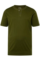 JP1880 T-Shirt Henley Bauchfit Rundhals Dunkelgrün
