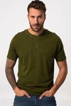JP1880 T-Shirt Henley Bauchfit Rundhals Dunkelgrün