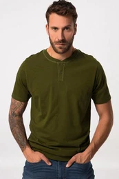 T-Shirt JP 1880 Henley Bauchfit Halbarm Rundhals bis 8 XL