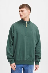 !Solid Sweatshirt Troyer mit Logo Dunkelgrün/Grün