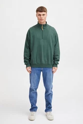 !Solid Sweatshirt Troyer mit Logo Dunkelgrün/Grün