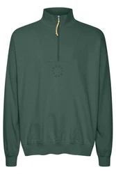 !Solid Sweatshirt Troyer mit Logo Dunkelgrün/Grün