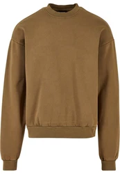 URBAN CLASSICS Rundhalspullover Crew Khaki/Braun/Beige