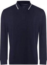 Just Ts Poloshirt Long Sleeve Tipped 100 Polo Dunkelblau/Blau