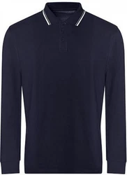 Just Ts Poloshirt Long Sleeve Tipped 100 Polo Dunkelblau/Blau