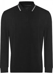 Just Ts Poloshirt Long Sleeve Tipped 100 Polo Schwarz
