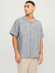 Jack & Jones Kurzarmhemd JORCABANA STRIPE SHIRT SS SN Grau/Dunkelgrau