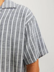 Jack & Jones Kurzarmhemd JORCABANA STRIPE SHIRT SS SN Grau/Dunkelgrau