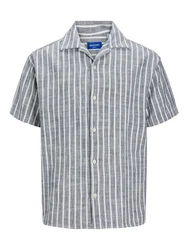 Jack & Jones Kurzarmhemd JORCABANA STRIPE SHIRT SS SN Grau/Dunkelgrau