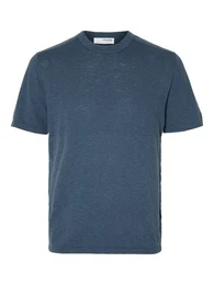 Kurzarmshirt SLHBERG LINEN SS KNIT TEE NOOS