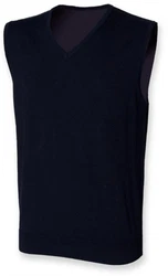 Henbury Sweatshirt Herren ärmelloser V-Ausschnitt Pullover Dunkelblau/Blau