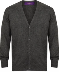 Henbury V Button Cardigan Dunkelgrau/Grau