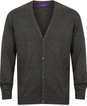 Henbury V Button Cardigan Dunkelgrau/Grau
