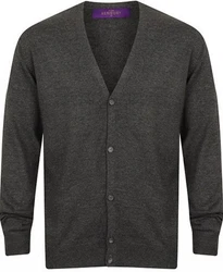 Henbury V Button Cardigan Dunkelgrau/Grau