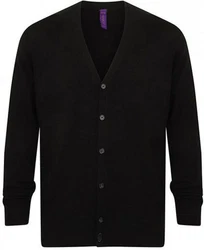 Henbury V Button Cardigan Schwarz