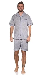 EloModa Capri-Pyjama Herren Pyjama Schlaf-Anzug (2 tlg) Grau/Blau/Dunkelblau/Hellblau