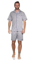 EloModa Capri-Pyjama Herren Pyjama Schlaf-Anzug (2 tlg) Grau/Blau/Dunkelblau/Hellblau
