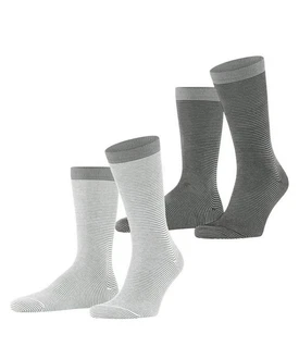 Esprit Socken Allover Stripe 2-Pack Grau/Hellgrau/Dunkelgrau/Silber