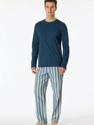 Schiesser Pyjama Selected Premium Dunkelblau/Blau/Grau