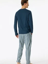 Schiesser Pyjama Selected Premium Dunkelblau/Blau/Grau