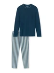 Schiesser Pyjama Selected Premium Dunkelblau/Blau/Grau