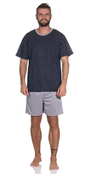 EloModa Capri-Pyjama Herren Pyjama Short und Tshirt Schlafanzug Nachthemd Grau/Dunkelblau/Blau/Hellblau
