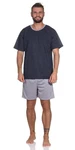 EloModa Capri-Pyjama Herren Pyjama Short und Tshirt Schlafanzug Nachthemd Grau/Dunkelblau/Blau/Hellblau
