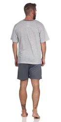 EloModa Capri-Pyjama Herren Pyjama Short und Tshirt Schlafanzug Nachthemd Grau/Hellgrau