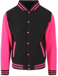 Just Hoods Sweatjacke Varsity Jacket Rosa