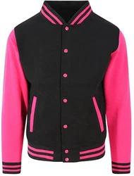Just Hoods Sweatjacke Varsity Jacket Rosa