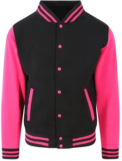 Just Hoods Sweatjacke Varsity Jacket Rosa Just Hoods Sweatjacke Varsity Jacket Rosa