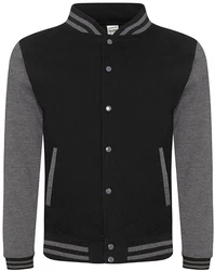 Just Hoods Sweatjacke Varsity Jacket Dunkelgrau/Schwarz/Hellgrau/Grau