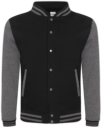 Just Hoods Sweatjacke Varsity Jacket Dunkelgrau/Schwarz/Hellgrau/Grau