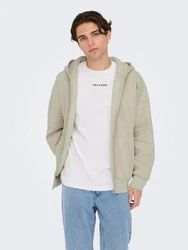 ONLY & SONS Sweatjacke ONSDAN LIFE RLX HEAVY Khaki/Beige/Grau/Braun/Hellgrau
