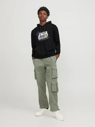 Jack & Jones JCOMAP LOGO SWEAT HOOD SN Kapuzenpullover Schwarz/Hellblau/Dunkelblau/Lila