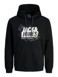 Jack & Jones JCOMAP LOGO SWEAT HOOD SN Kapuzenpullover Schwarz/Hellblau/Dunkelblau/Lila
