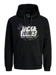 Jack & Jones JCOMAP LOGO SWEAT HOOD SN Kapuzenpullover Schwarz/Hellblau/Dunkelblau/Lila