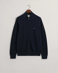 Gant Strickjacke Cotton Pique Zip Cardigan Dunkelblau/Hellblau/Blau