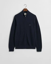Gant Strickjacke Cotton Pique Zip Cardigan Dunkelblau/Hellblau/Blau