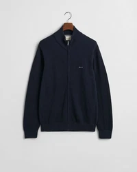 Gant Strickjacke Cotton Pique Zip Cardigan Dunkelblau/Hellblau/Blau