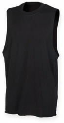 SF Men Tanktop Herren High Neck Slash Armhole Vest Schwarz