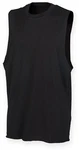 SF Men Tanktop Herren High Neck Slash Armhole Vest Schwarz