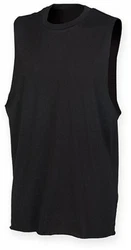 SF Men Tanktop Herren High Neck Slash Armhole Vest Schwarz